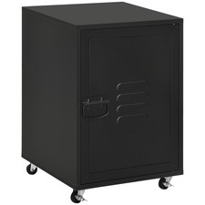 HOMCOM Bedside Table, Rolling End Side Table, Mobile Storage Cabinet Black
