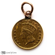 UNITED STATES: 1 x 1 US Dollar 1889 Gold Coin as Pendant.