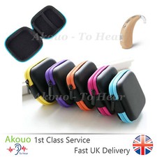 Hearing Aid Case Square Black Zip Storage Hard Carry Case Holder Heavy Duty Best