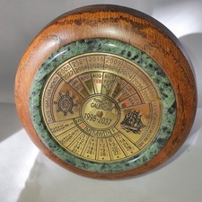Vintage Brass Wood Perpetual Calendar Collectible