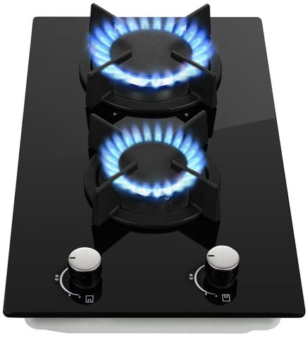 Burners gas hob black glass - black,