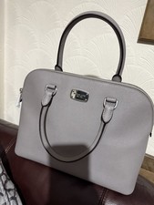 MICHAEL KORS CINDY DOME GREY CROSSBODY TOTE SATCHEL BAG SAFFIANO LEATHER