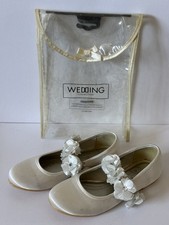 BHS Wedding Collection Bridesmaid Satin White Shoes. Kids UK1.