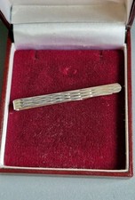 Vintage Diamond Cut Sterling Silver Tie Slide Clip Bar