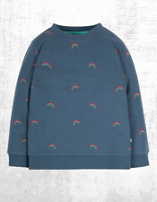Ex Frugi Girls Long Sleeve Cotton Billie Sweatshirt, Blue Rainbow (A Bit Defect)