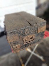 Vintage Wooden Military Tool Toolbox Ammunition Box, Steel Straps 8.5 Kg Pine 