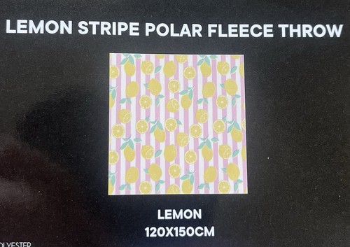 Lemon stripe fleece throw - lemon,