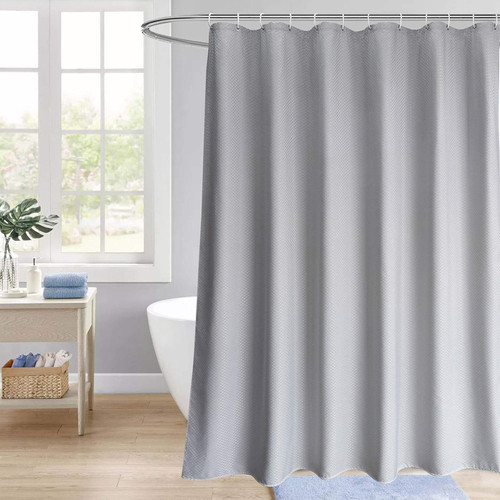 Grey waffle shower curtains - waffle,