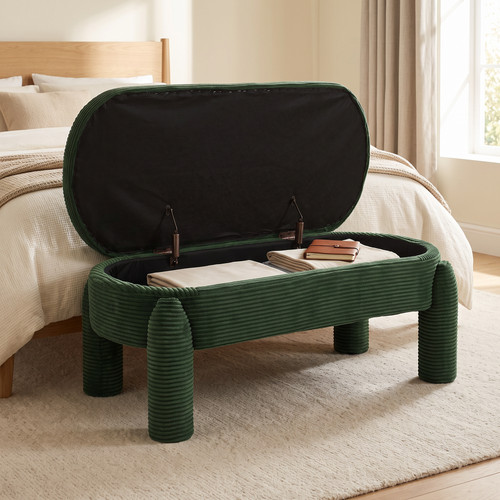 Corduroy storage bench ottoman - storage,