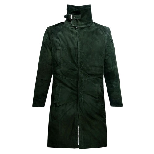 Men black suede leather long - black,