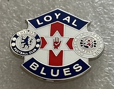 Rare Collectable Chelsea & Glasgow Rangers Supporter Enamel Badge - Loyal Blues