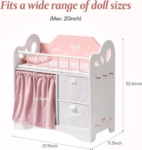 Robotime baby doll crib wooden - baby,