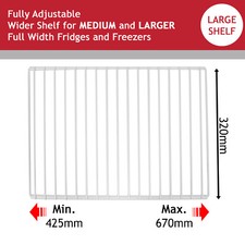 Universal Fridge Shelf Adjustable White Plastic Coated Rack Small Medium Large