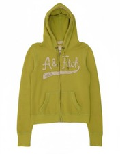 ABERCROMBIE & FITCH Womens Crop Zip Hoodie Sweater UK 14 Large Green AK14