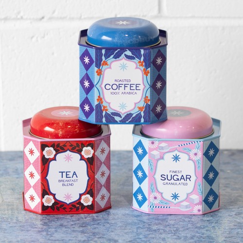 Set tea coffee sugar tins - 3,