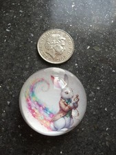 Small handmade Glass Paperweight Alice inspired The White Rabbit rainbow