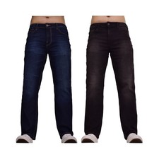 Smith & Jones Mens 2 Pack Jeans Zip Fly Classic Denim Trousers Straight Leg Jean