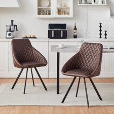 2pcs brown faux leather dining - brown,