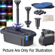 Pond Filter Pump With LED Light &Biological Filtration Kit 2500 L/H - BOX OPEN