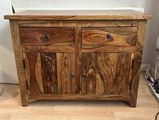 Solid Sheesham Hardwood 2 Door 2 Drawer Sideboard Storage Cupboard