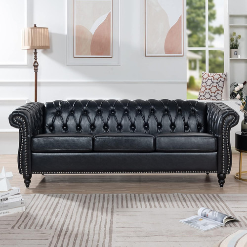 Leather chesterfield - 85", pu