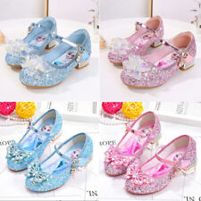 Kids Elsa Princess Shoes Girls Party Sequins Bow Glitter Fancy Dress Sandals UK