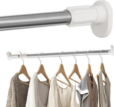 Extendable Curtain & Clothes Rod 40–60cm No Drill 25.4mm Beige for Window/Closet