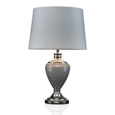 Table Lamp Hepburn Large Ceramic Grey Silver Shade Modery Grey Silver 58cm