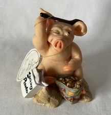 Retro PORK SCRATCHINGS Leonardo Pigs Galore Resin Cast Pig Figurine + Tag