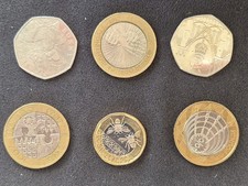 Rare Fifty Pence, £2, £1