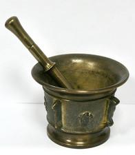 Heavy brass mortar - &, pestle