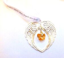 Butterflies & Feathers Appear Guardian Angel Wings Bright Silver Memorial Gift 