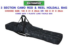 NEW RON THOMPSON 3 SECTION CAMO ROD & REEL ROD HOLDALL BAG+1 LURE TACKLE BOX