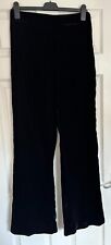 NEW Black Velvet ZARA Flowing Leg Flared Trousers M 10/12 30" waist 34" leg