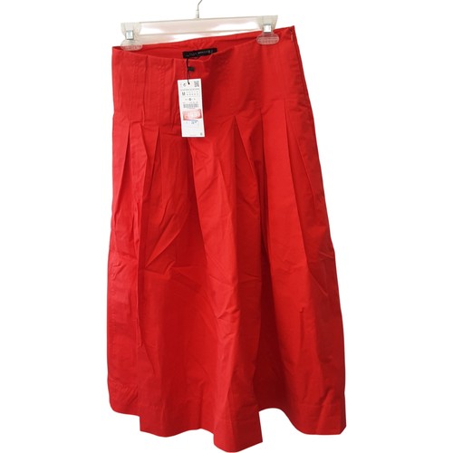 Zara red pleated midi skirt - zara,
