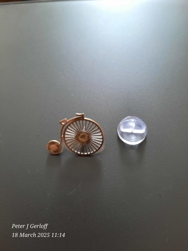 Penny farthing hand made pin - penny,