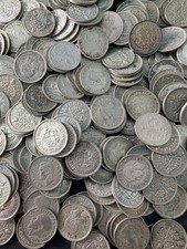 10 x Silver Threepence coins