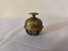 Vintage Miniature Brass Claw Bell Etched Flower Temple Claw Bell India