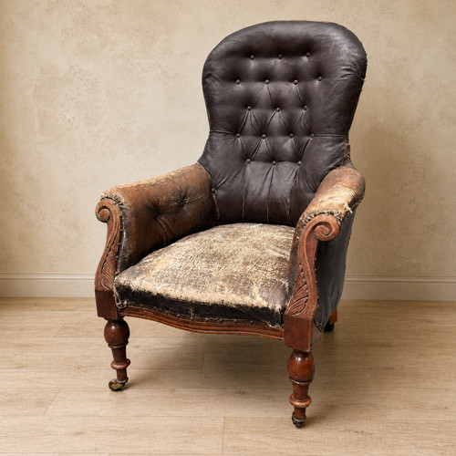 Victorian button back armchair - button,