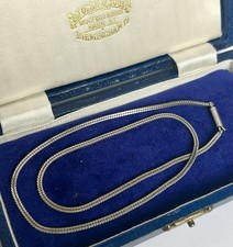 Victorian Ladies 925 Silver Herringbone Chain Necklace Antique / 18 Inch Length