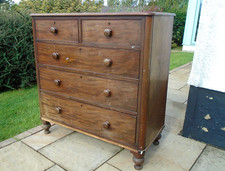 Antique Georgian James Winter London Mahogany Chest of 5 Drawers Victorian