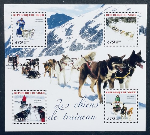 Niger sled dogs stamps sheet - sled,