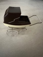 Vintage Lundby Barton Caroline's Home Dolls House Brown Pram 1:16 1970's