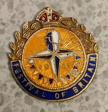 Vintage Festival of Britain 1951 Enamel Flat Backed Badge