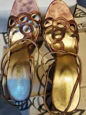 Vintage, 1970's  STREETChicZaccho Party Sandals. Bronze 3.5" heal.