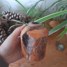 Rustic Hand turned Wooden Candlestick Holder Wood Grain For Taper Candle