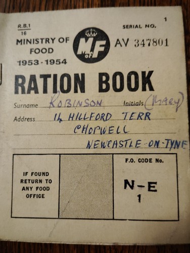 Ration book for robinson - 📚,
