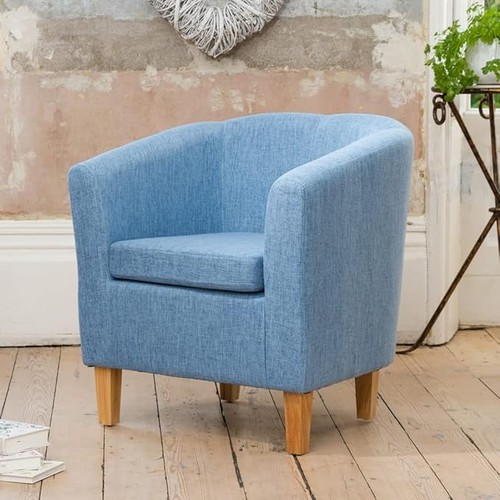 Blue hessian fabric tub chair - tub,