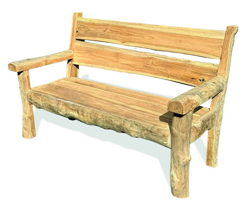Rustic solid teak garden bench - rustic,
