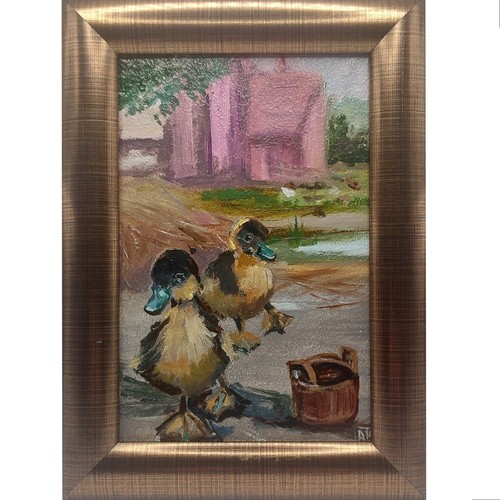 Cute ducklings original - original, oil
